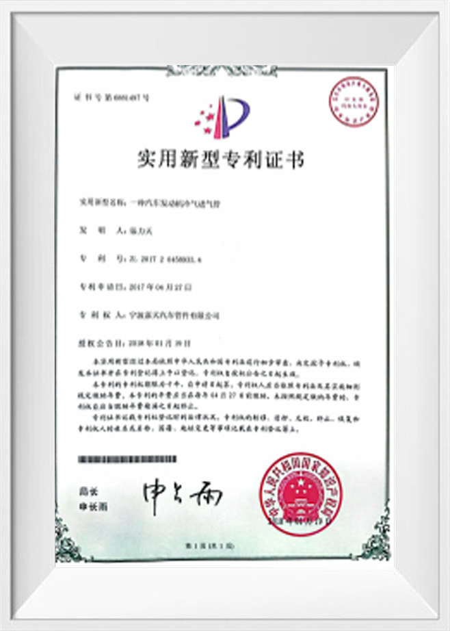Certificat de brevet de modèle d'utilité